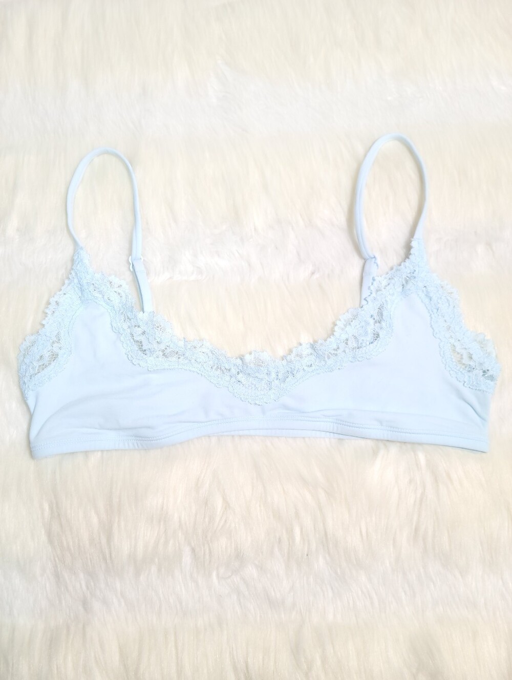 SKIMS Fits Everybody Lace Scoop Bralette Baby Blue Women Medium NEW